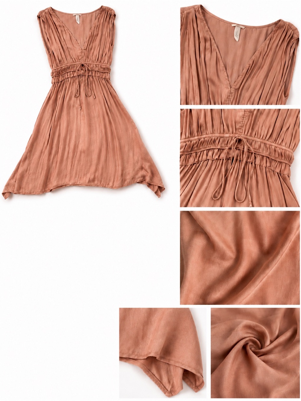 Women's V-Neck Drawstring Waist Dress